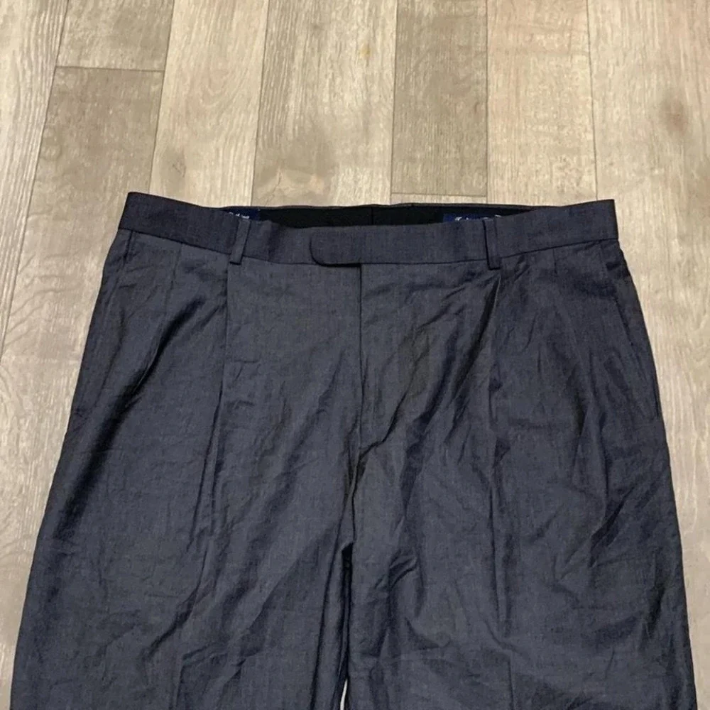 Mens Lands' End Pleated‎ Traditional Fit Gray Dress Casual Pants